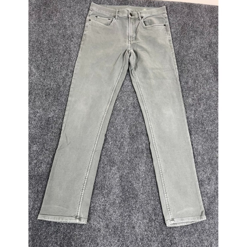 Faherty Jeans Mens Cotton Blend Slim Straight Denim Green Gray Size 31X32